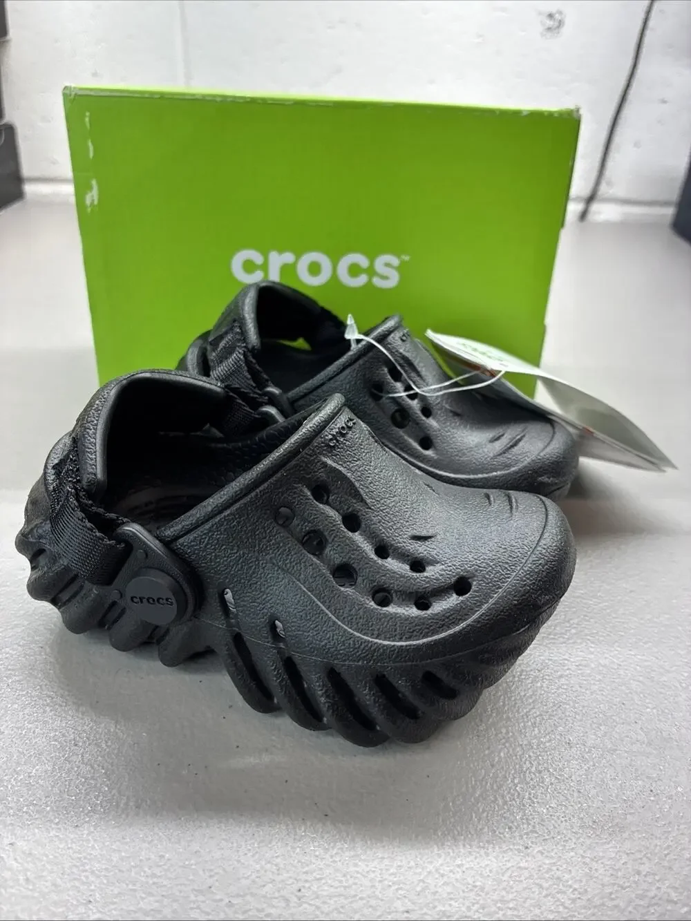 Kids Crocs Echo Clog T Black – 208191-001 C4 4c New With Box